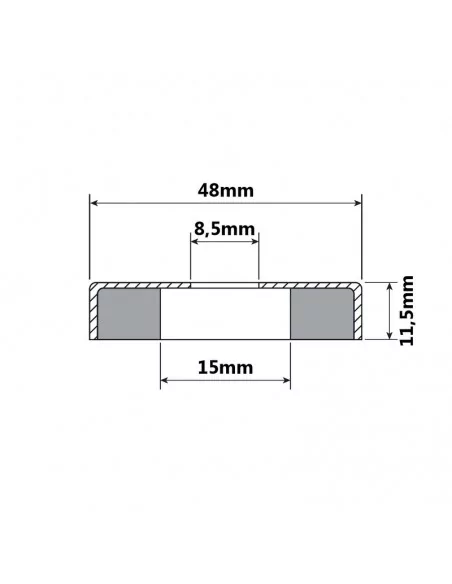 Base avec trou traversant en néodyme ⌀48 × 11.5 mm (avec trou ⌀8.5) N35