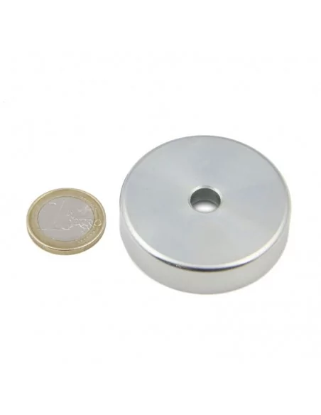 Base avec trou traversant en néodyme ⌀48 × 11.5 mm (avec trou ⌀8.5) N35