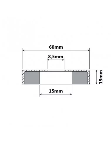 Base avec trou traversant en néodyme ⌀60 × 15 mm (avec trou ⌀8.5) N35