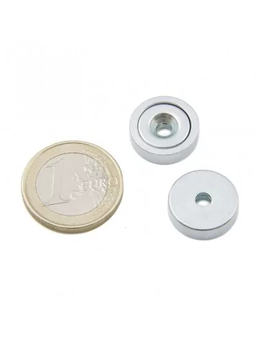 Base con agujero avellanado de neodimio ⌀16 × 4.5 mm N35 (con agujero ⌀3.5)