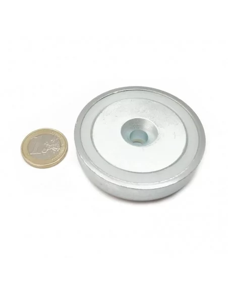 Base avec trou fraisé en néodyme ⌀60 × 15 mm (avec trou ⌀8.5) N35 Base avec trou fraisé en néodyme ⌀60 × 15 mm (avec trou ⌀8.5) N35