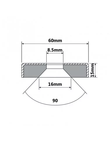 Base avec trou fraisé en néodyme ⌀60 × 15 mm (avec trou ⌀8.5) N35 Base avec trou fraisé en néodyme ⌀60 × 15 mm (avec trou ⌀8.5) N35