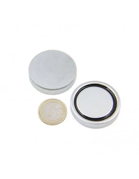 Base avec carcasse de protection en néodyme ⌀40 × 8.5 mm N35 Base avec carcasse de protection en néodyme ⌀40 × 8.5 mm N35