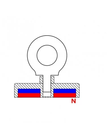 Íman de pesca de neodímio ⌀67×12 mm rosca M10 N35