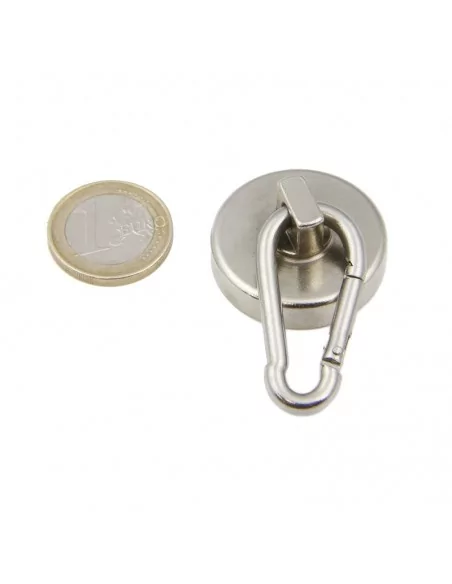 Aimant à mousqueton en néodyme ⌀32×7.6 mm mousqueton L17.6 mm N35