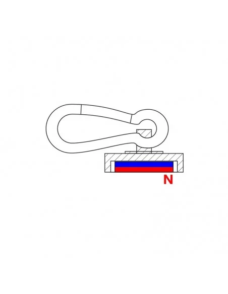 Aimant à mousqueton en néodyme ⌀32×7.6 mm mousqueton L17.6 mm N35