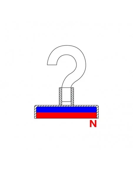 Íman com gancho de neodímio ⌀16×4.5 mm rosca M4 N35 Íman com gancho de neodímio ⌀16×4.5 mm rosca M4 N35