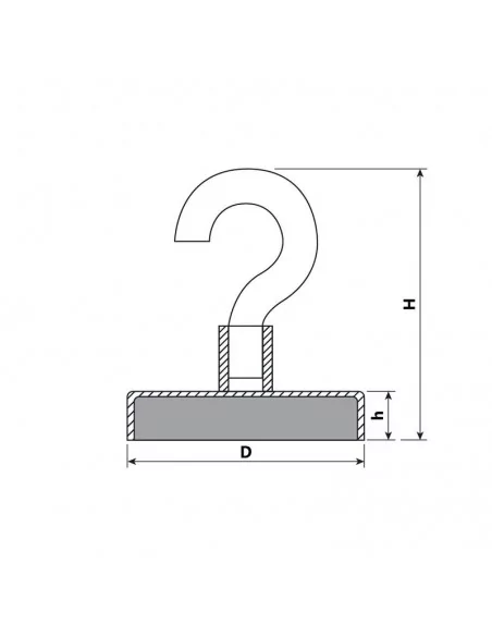 Íman com gancho de neodímio ⌀8×4.5 mm rosca M3 N35 Íman com gancho de neodímio ⌀8×4.5 mm rosca M3 N35