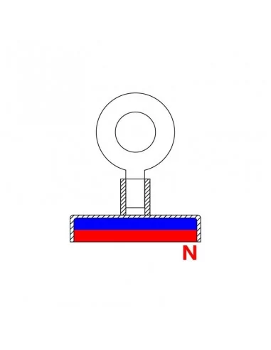 Imán con hembrilla de neodimio ⌀25×7 mm M4 N35