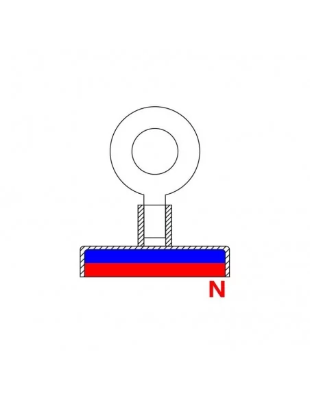 Aimant à œillet en néodyme ⌀48×10 mm filetage M8 N35