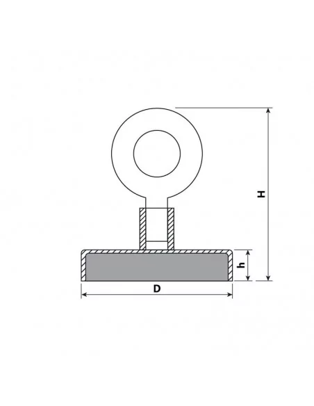 Aimant à œillet en néodyme ⌀48×10 mm filetage M8 N35