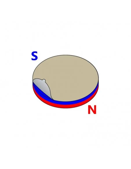 Íman autoadesivo de neodímio ⌀8 × 1 mm N35 face Sul