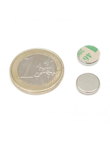 Íman autoadesivo de neodímio ⌀10×1 mm N42 face Norte
