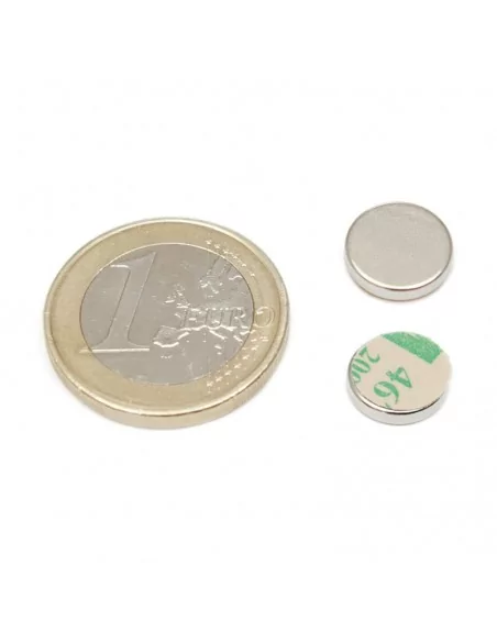 Íman autoadesivo de neodímio ⌀10×1 mm N42 face Sul