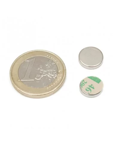 Íman autoadesivo de neodímio ⌀10×2 mm N35 face Sul