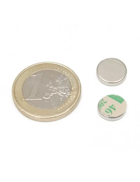 Íman autoadesivo de neodímio ⌀10×2 mm N35 face Sul