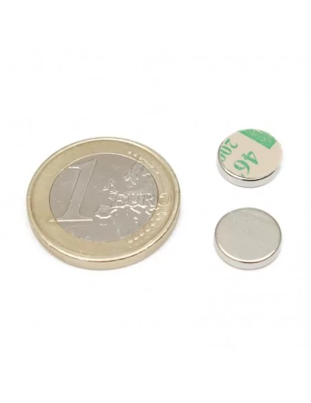 Íman autoadesivo de neodímio ⌀10×2 mm N35 face Norte