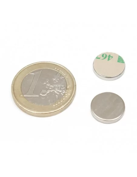Íman autoadesivo de neodímio ⌀12×1.5 mm N35 face Norte