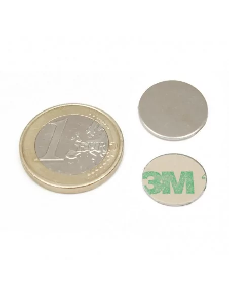 Íman autoadesivo de neodímio ⌀15×1 mm N35 face Sul