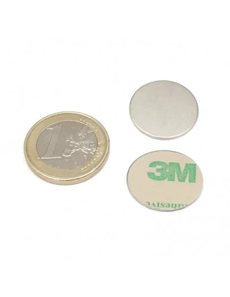Íman autoadesivo de neodímio ⌀20×0.5 mm N35 face Sul