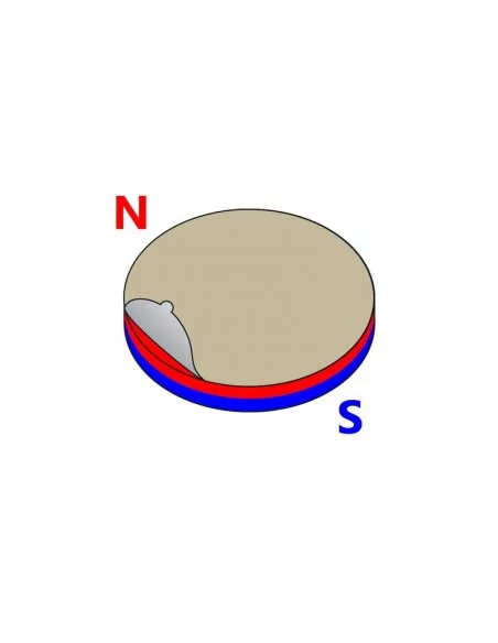 Íman autoadesivo de neodímio ⌀20×1 mm N35 face Norte