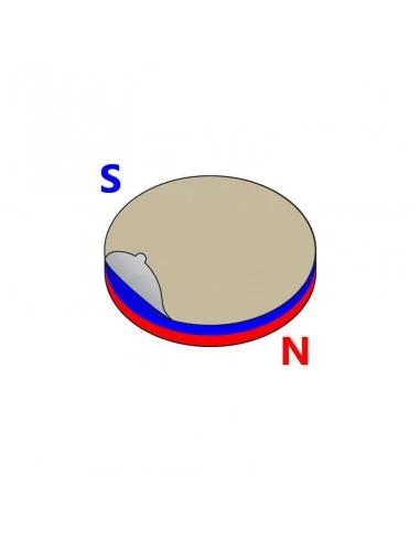 Íman autoadesivo de neodímio ⌀20×1 mm N35 face Sul