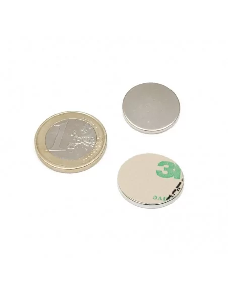 Íman autoadesivo de neodímio ⌀20×1 mm N35 face Sul