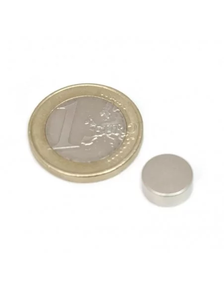 Disco de neodímio ⌀10×4 mm N35 diametral banho de Zn