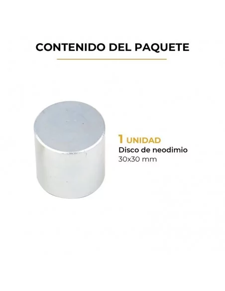 Disco de neodimio ⌀30 × 30 mm N45 baño Zn Disco de neodimio ⌀30 × 30 mm N45 baño Zn