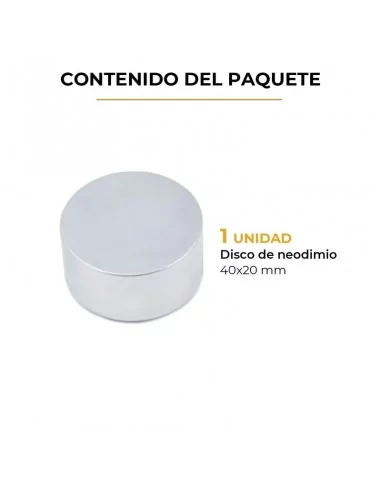 Disco de neodimio ⌀40 × 20 mm N45 baño Zn