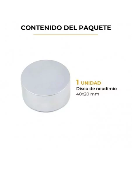 Disco de neodimio ⌀40 × 20 mm N45 baño Zn