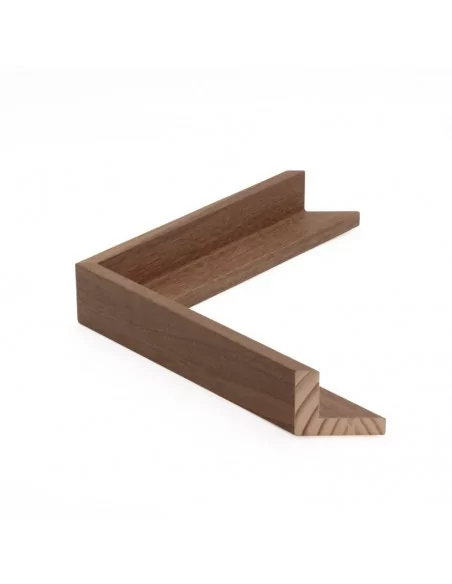 Muestra moldura Nordic 670/1605 · 38×45 mm · Avellana