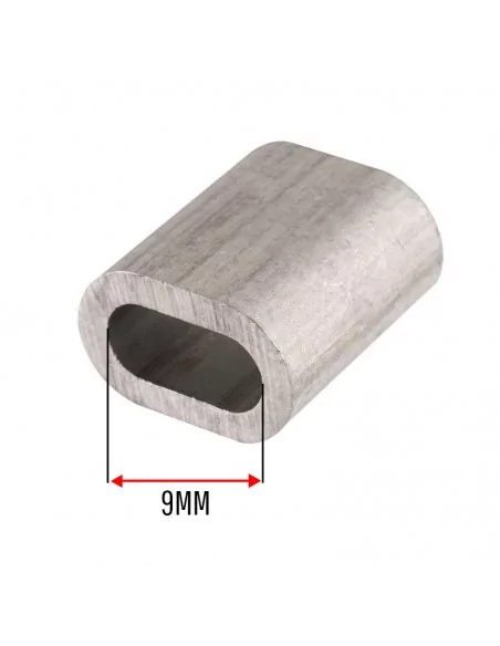 Casquillo de ALUMINIO para cable de acero trenzado · 9 mm