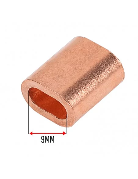 Casquillo de COBRE para cable de acero trenzado · 9 mm