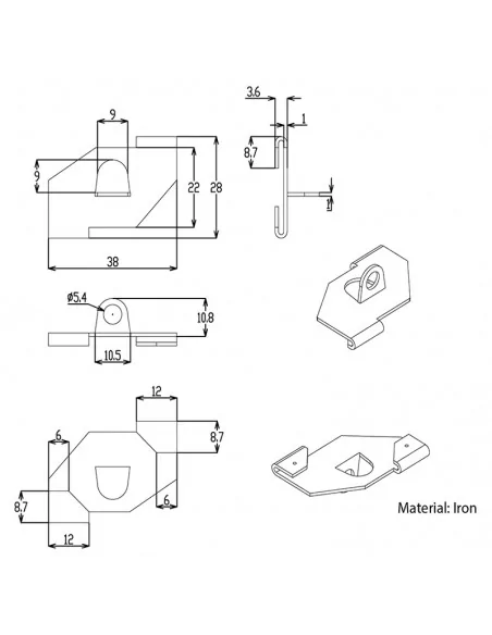 Suporte metálico branco para tetos desmontáveis de 24 mm