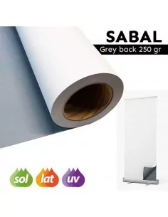 Bobina Poliroll Sabal Poliéster 250 micras para roll up traseira cinza. 50 metros