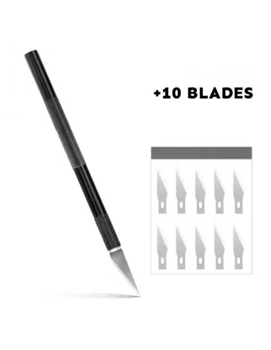 Bisturí cutter metálico con 10 cuchillas Bisturí cutter metálico con 10 cuchillas