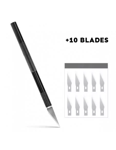 Cutter bistouri métallique avec 10 lames Cutter bistouri métallique avec 10 lames