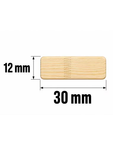 Tasseau en Bois de Pin Joint Finger 30x12 mm - schéma avec mesures