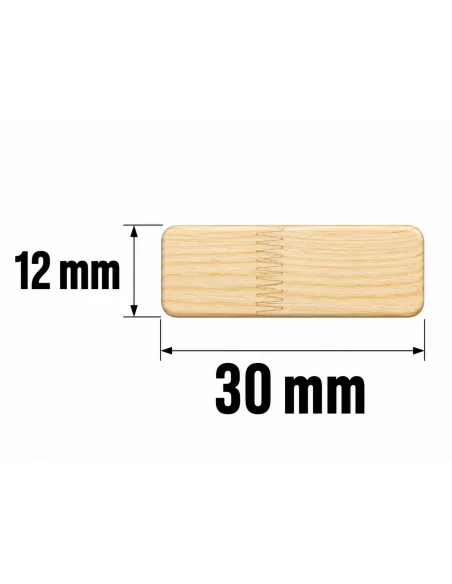 Tasseau en Bois de Pin Joint Finger 30x12 mm - schéma avec mesures