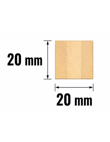Barrote Quadrado de Abeto Alistonado 20x20 mm - esquema com medidas