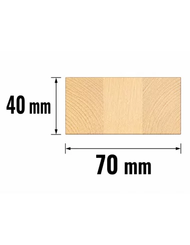 Listón de Abeto Alistonado 70x40mm - esquema con medidas