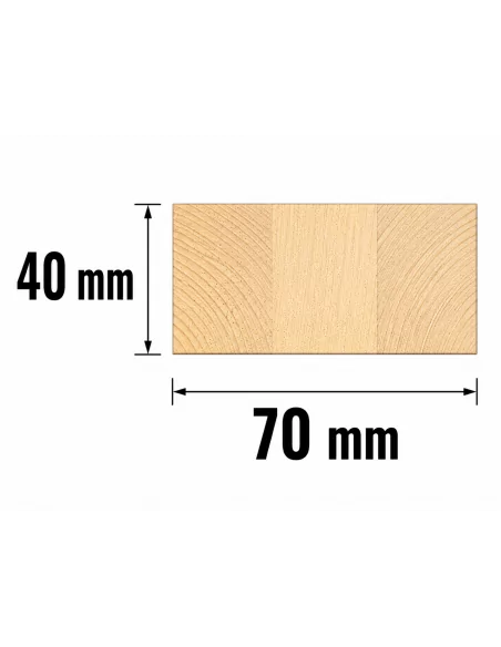 Listón de Abeto Alistonado 70x40mm - esquema con medidas