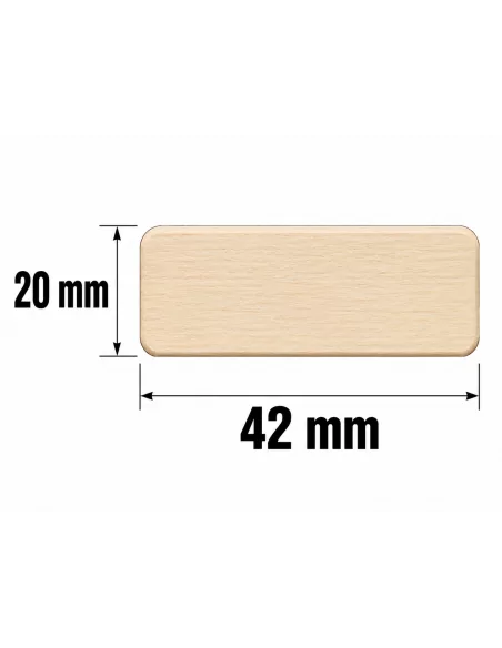 Listón de Madera de Ayous 42x20 mm con Cantos Redondeados - esquema con medidas Listón de Madera de Ayous 42x20 mm con Cantos Redondeados - esquema con medidas