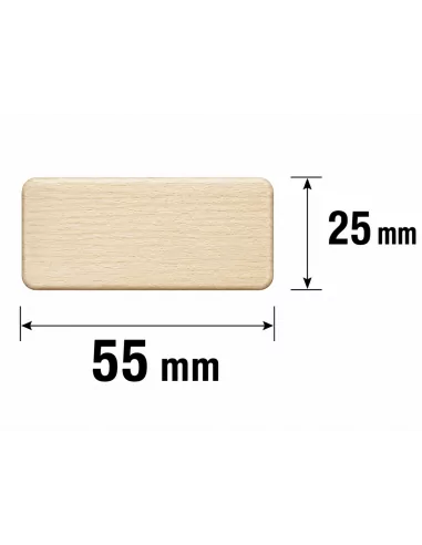 Listón de Madera Ayous 55x25mm - Cantos Redondeados - esquema con medidas Listón de Madera Ayous 55x25mm - Cantos Redondeados - esquema con medidas