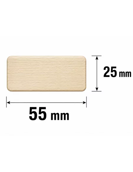 Listón de Madera Ayous 55x25mm - Cantos Redondeados - esquema con medidas Listón de Madera Ayous 55x25mm - Cantos Redondeados - esquema con medidas