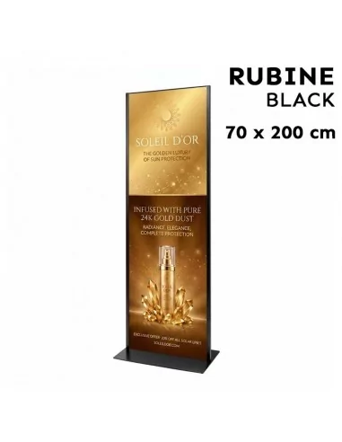 Totem publicitário rígido para painel PVC 3 mm 70x200 cm dupla face com acabamento preto Totem publicitário rígido para painel PVC 3 mm 70x200 cm dupla face com acabamento preto