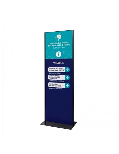 Totem publicitaire rigide pour panneau PVC 3 mm double face finition noir mat RUBINE