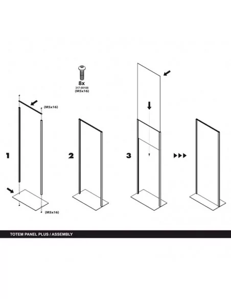Totem publicitaire rigide pour panneau PVC 3 mm double face finition noir mat RUBINE