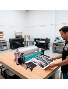 Laminadora manual 75 cm en frío de sobremesa con portarrollos